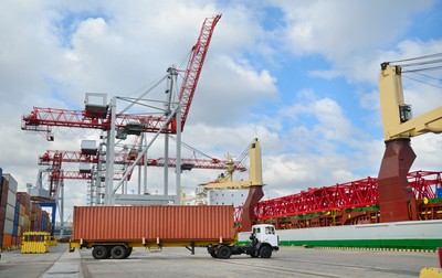 A lorry container near container terminal