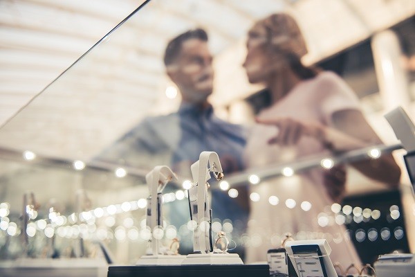 Couple choosing jewellery