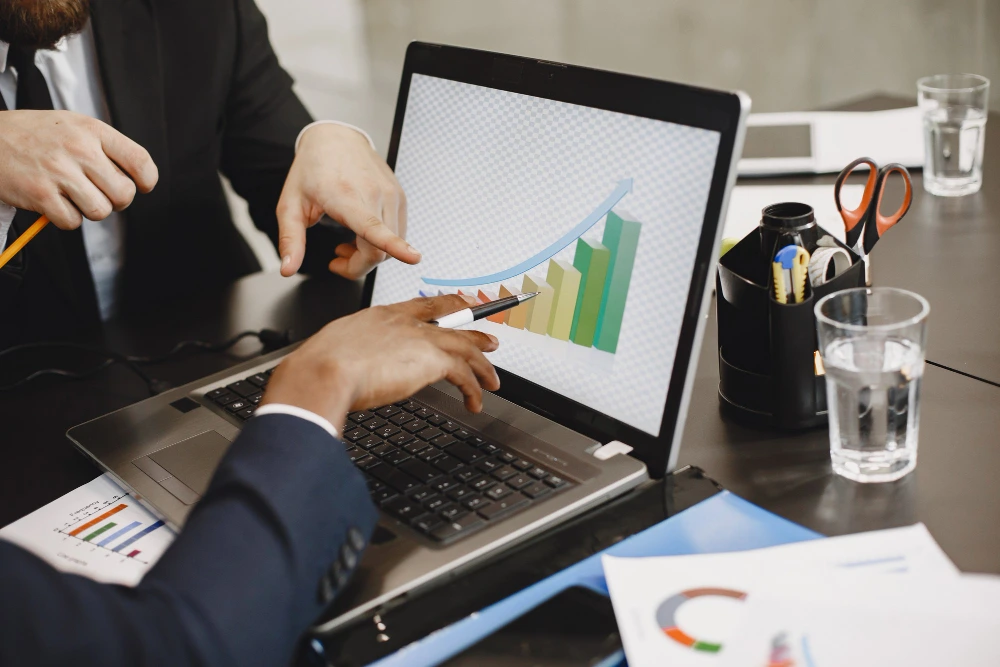 foreign manager analyzing data